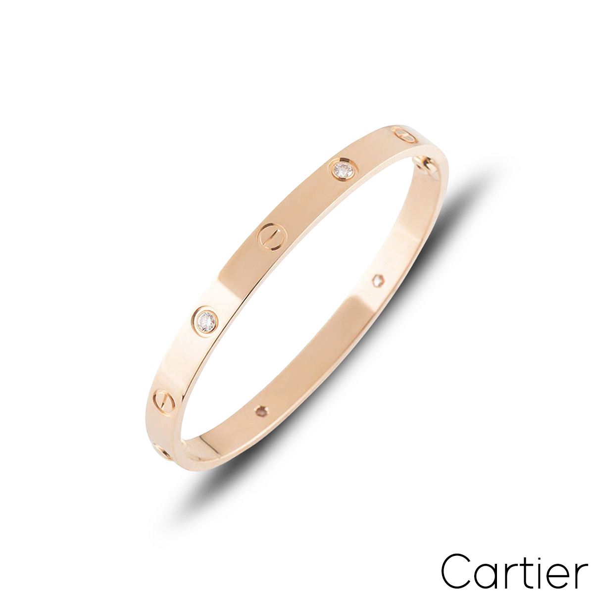 Cartier Rose Gold Half Diamond Love Bracelet Size 17 B6036017 | Rich ...